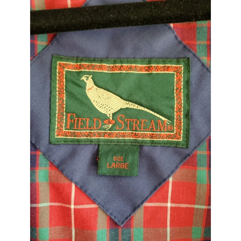 Field Stream Mens Jacket Large‎ Blue Full Zip Plaid Lined Outerwear Coat